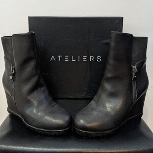 Waterproof Leather Wedge Bootie